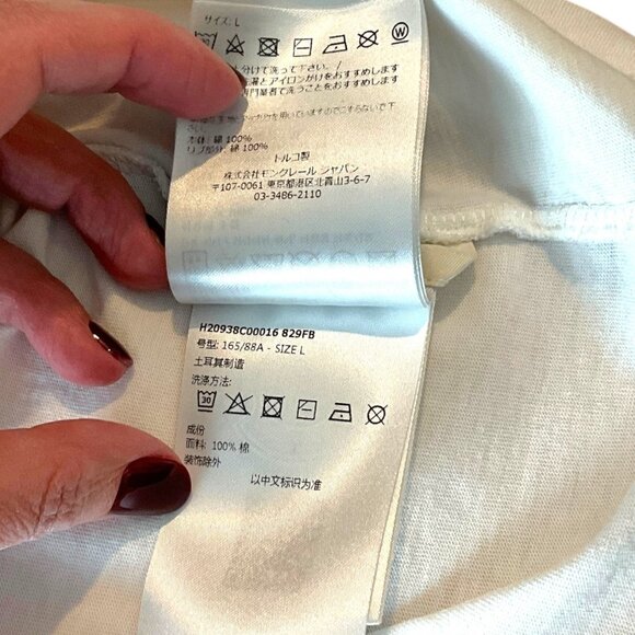 Moncler Rhinestone Logo T-Shirt White Silver Short Sleeve Size L Large Crew Neck - Picture 12 of 14